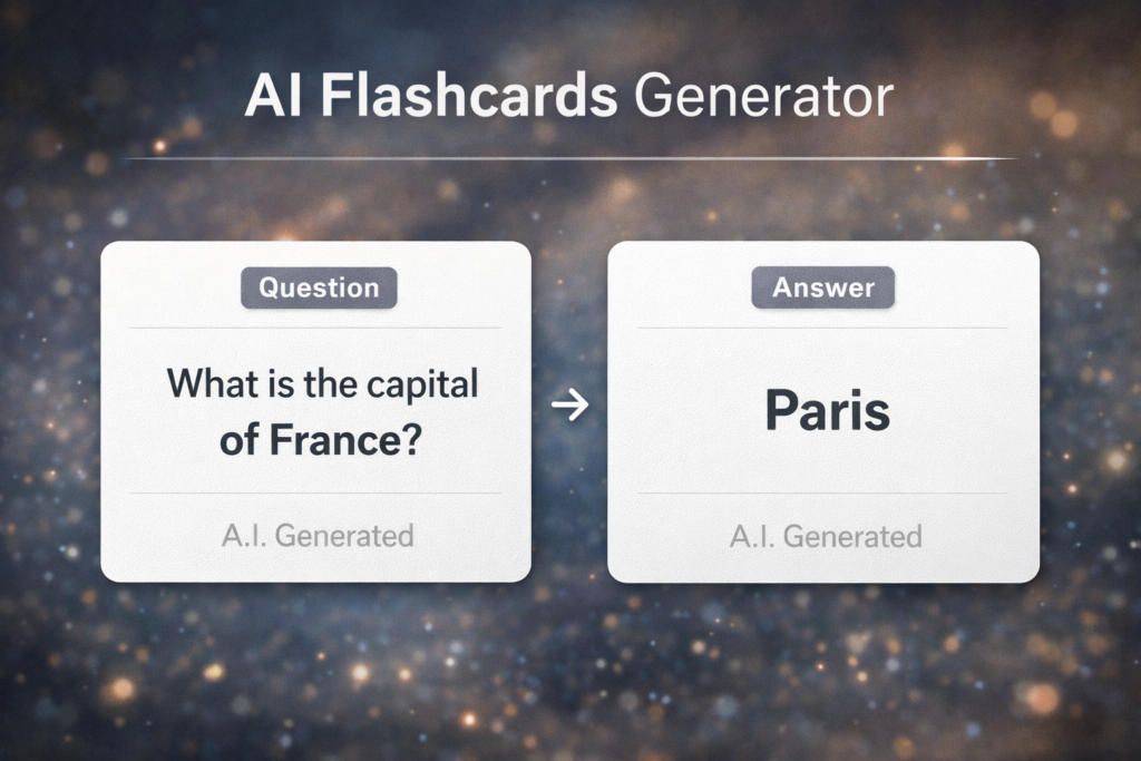 ai flashcards generator example with question and answer cards