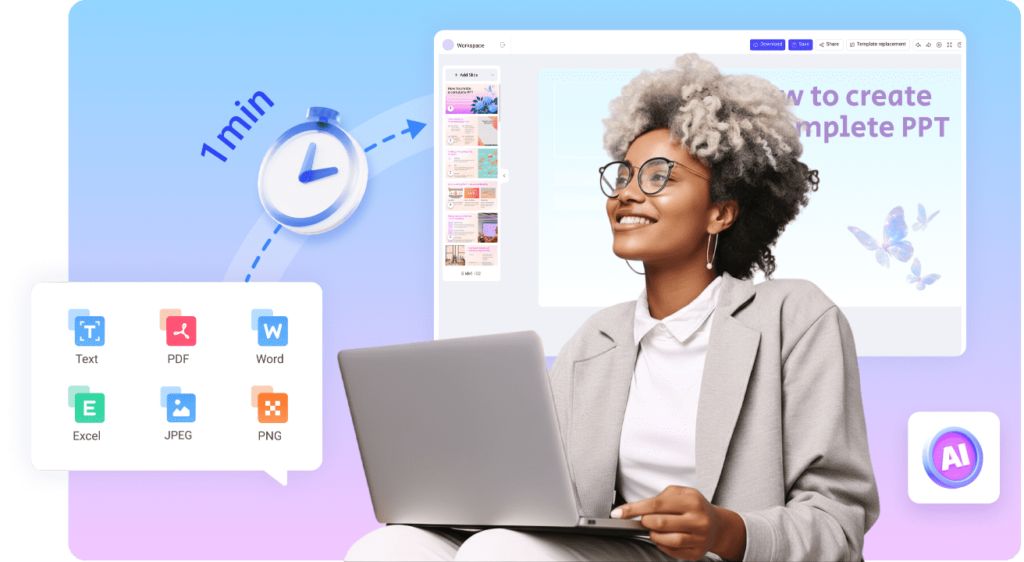 AI presentation generator helping student create slides