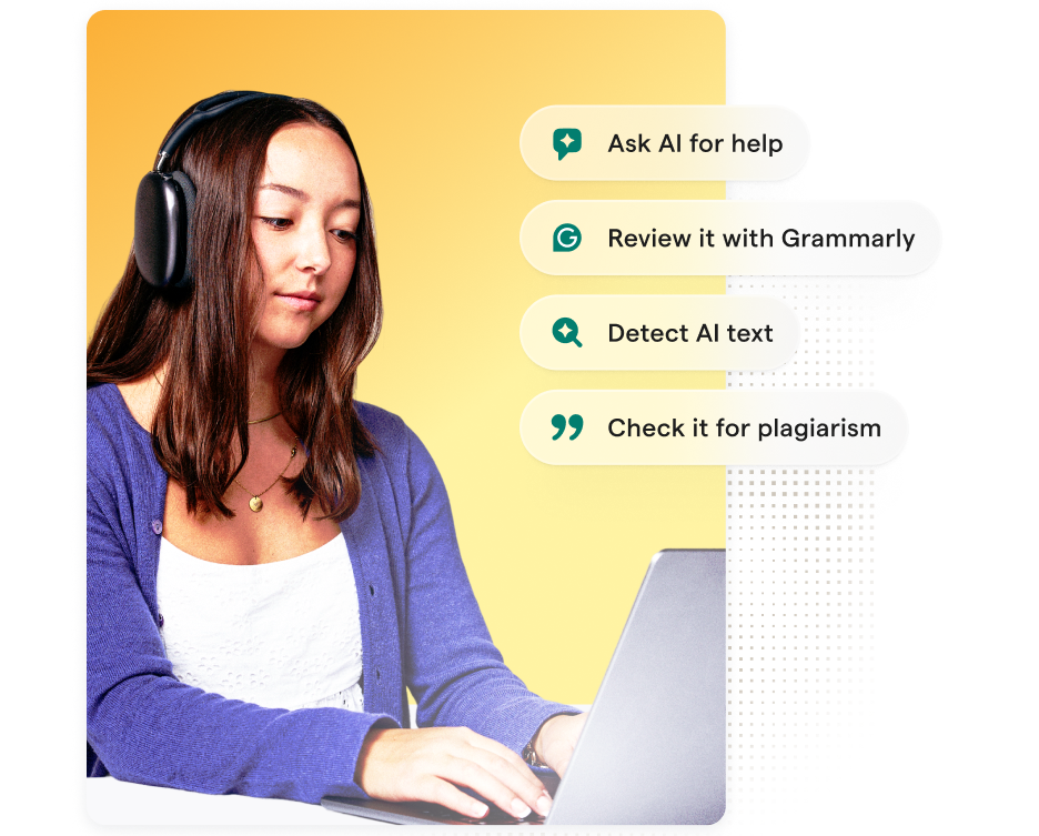 AI writing assistant helping student correct grammar