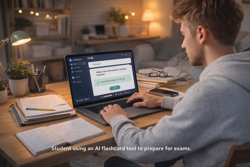 best ai flashcard generator student using laptop