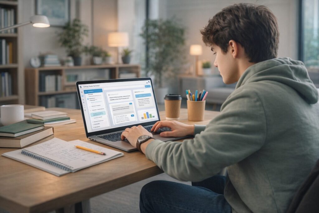 Student using AI study tools for learning and exam preparation