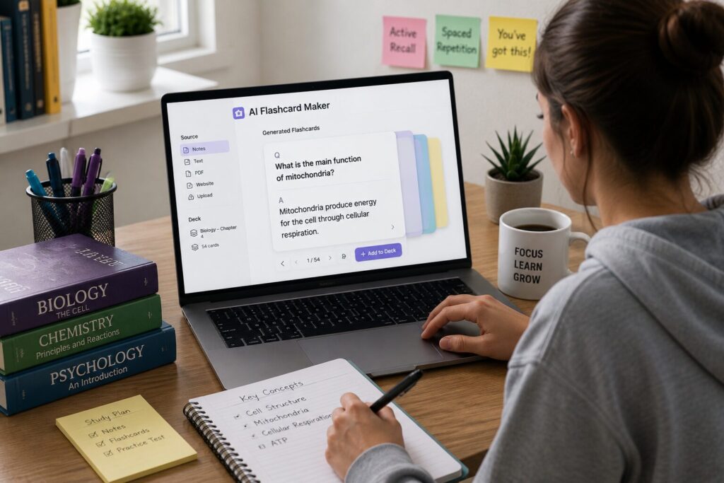 AI tool creating flashcards from a PDF study document