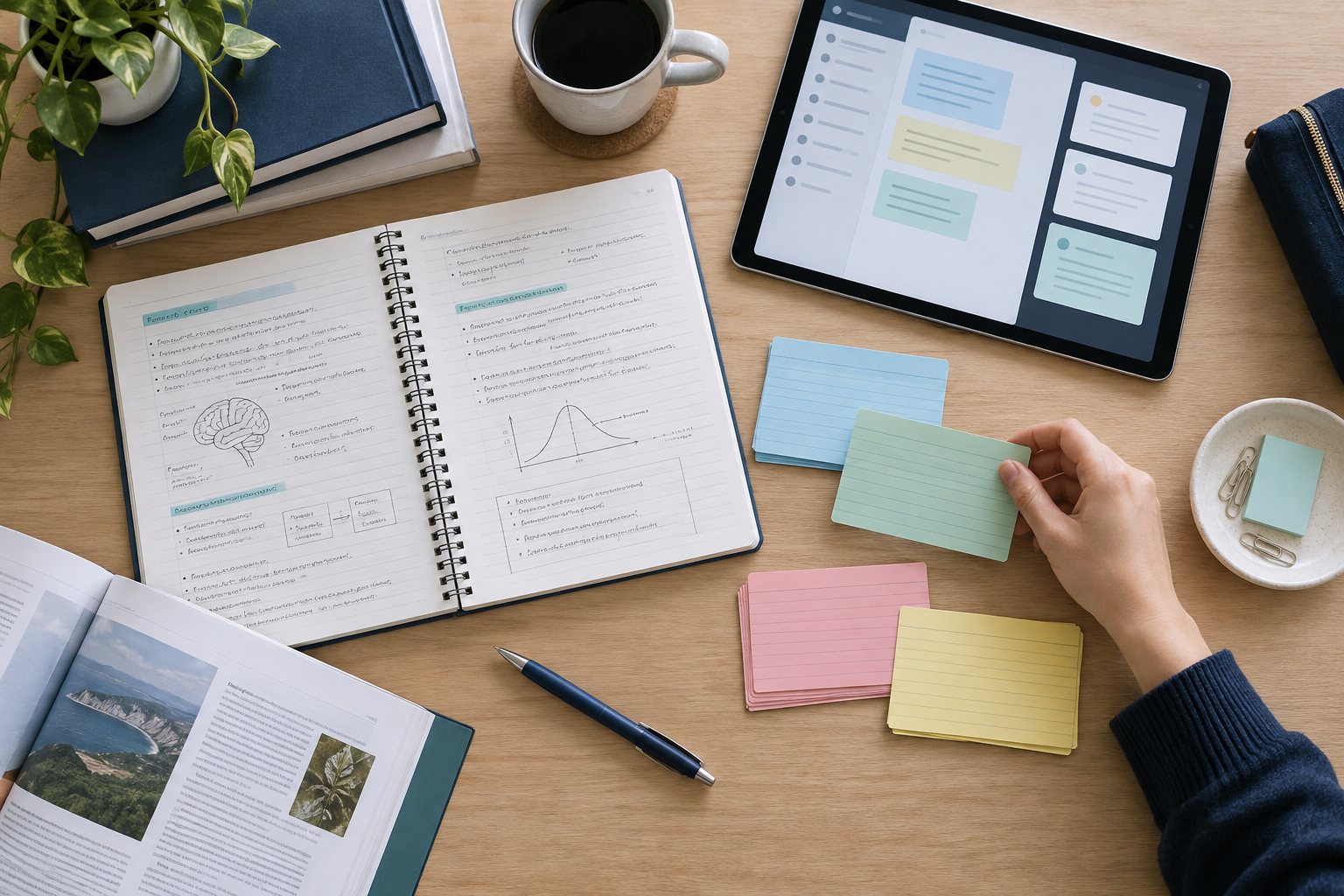 AI note-taking tools turning lecture notes into structured digital cards and paper flashcards